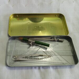 Set of vintage mathematical drawing intruments